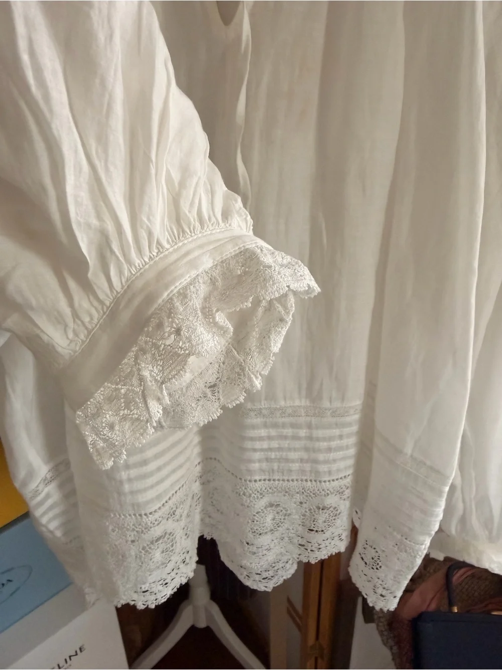 Zadig & Voltaire Theresa Cotton Lace Boho Blouse White Size L - Picture 3 of 13